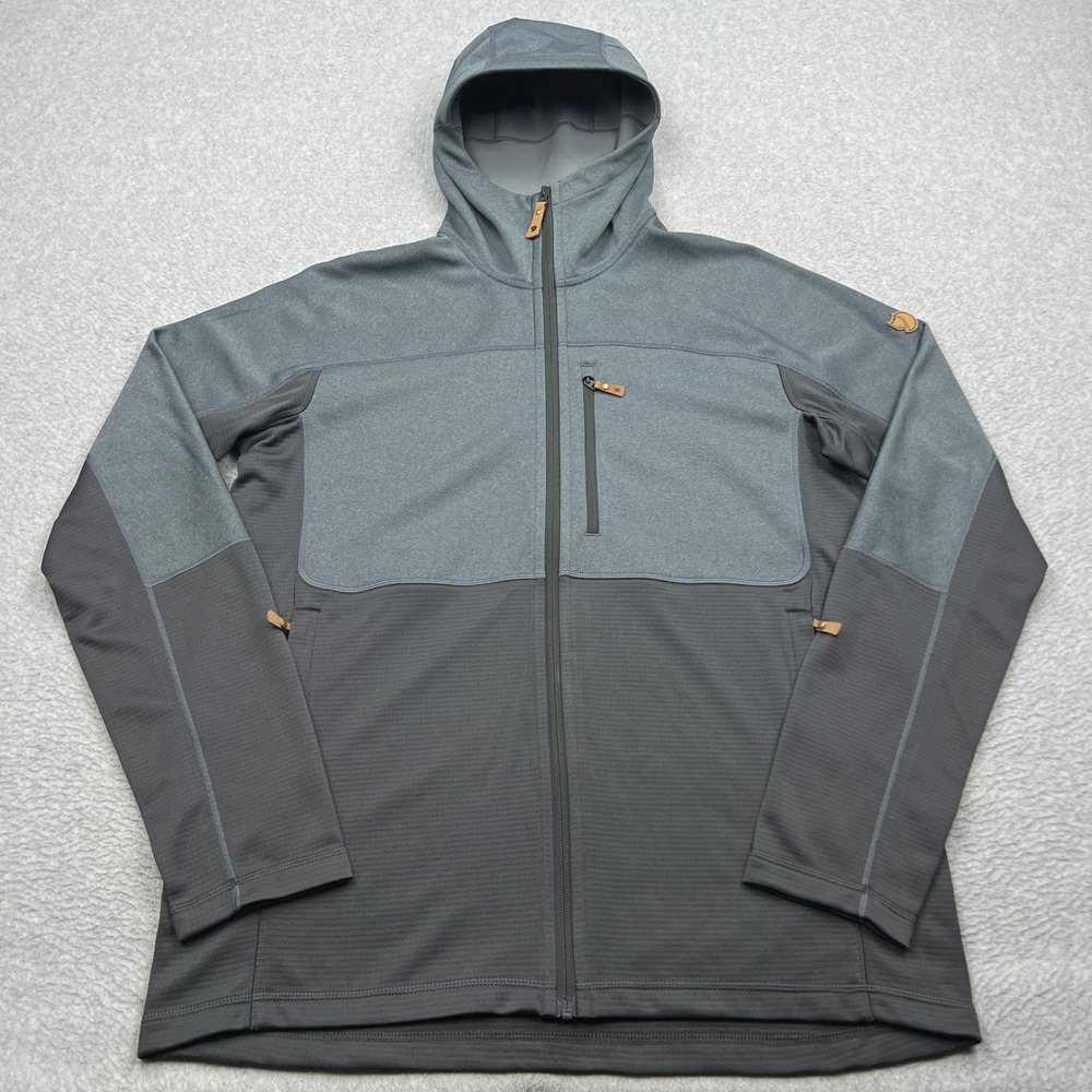Fjallraven Abisko Trail Fleece Jacket Mens XL Gray Full Zip Light Hoodie 82257